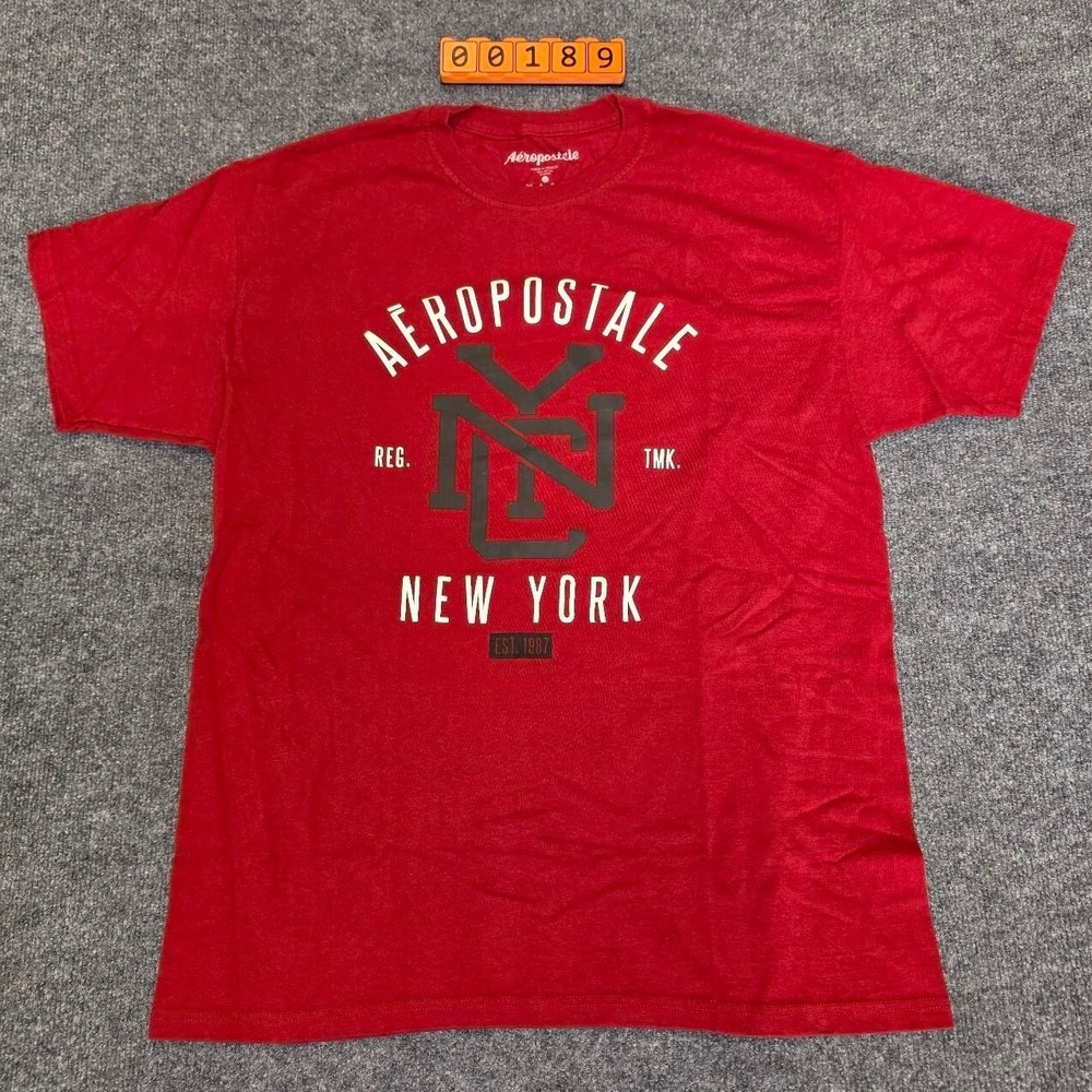 Aeropostale New York Cotton T-Shirt with white text and black logo. Size: Large